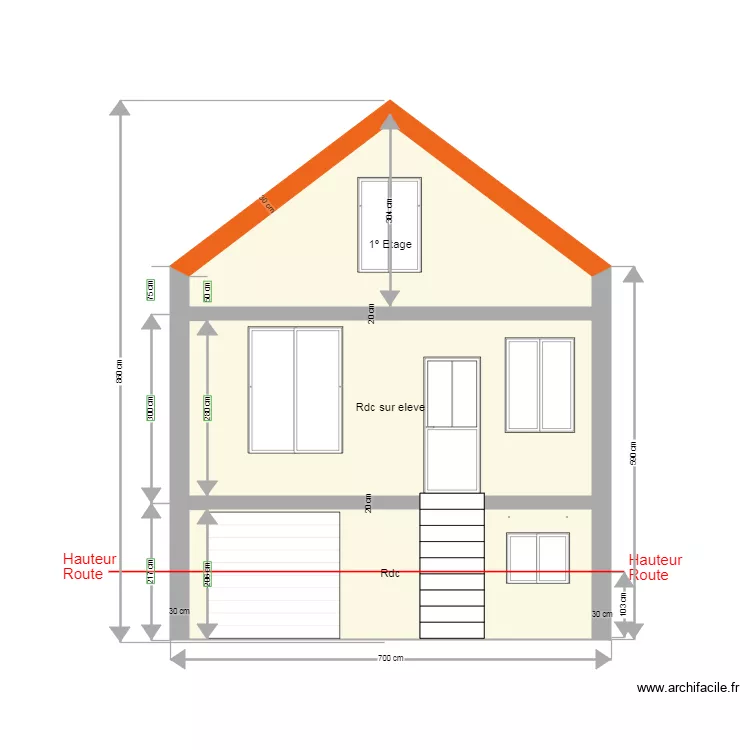 Façade devant avant travaux. Plan de Façade devant avant travaux. Plan de