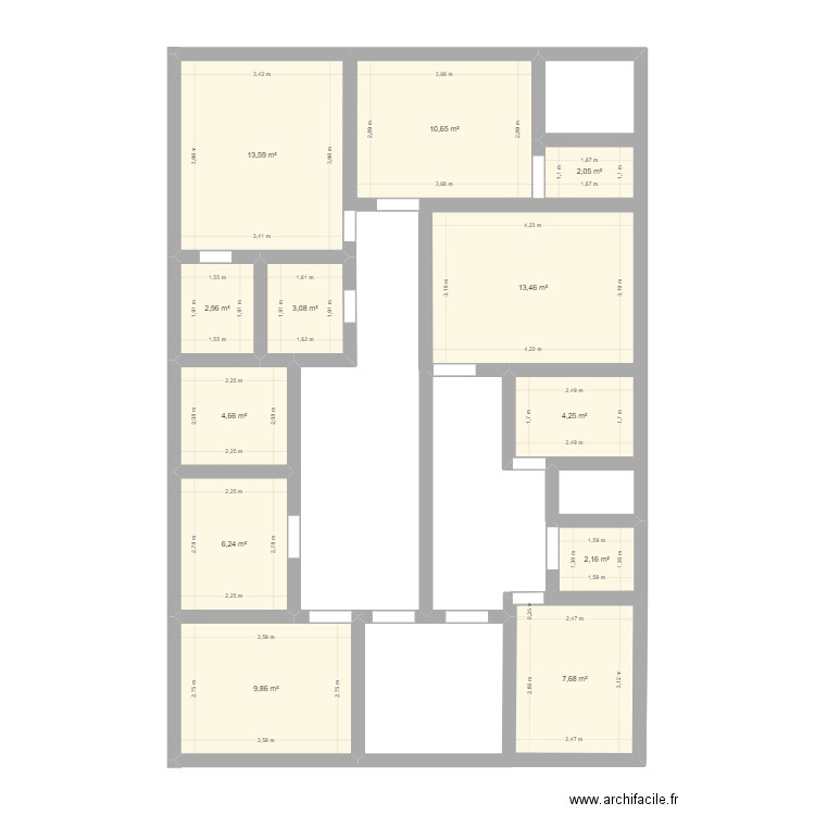 Rufisque 1. Plan de 12 pièces et 81 m2