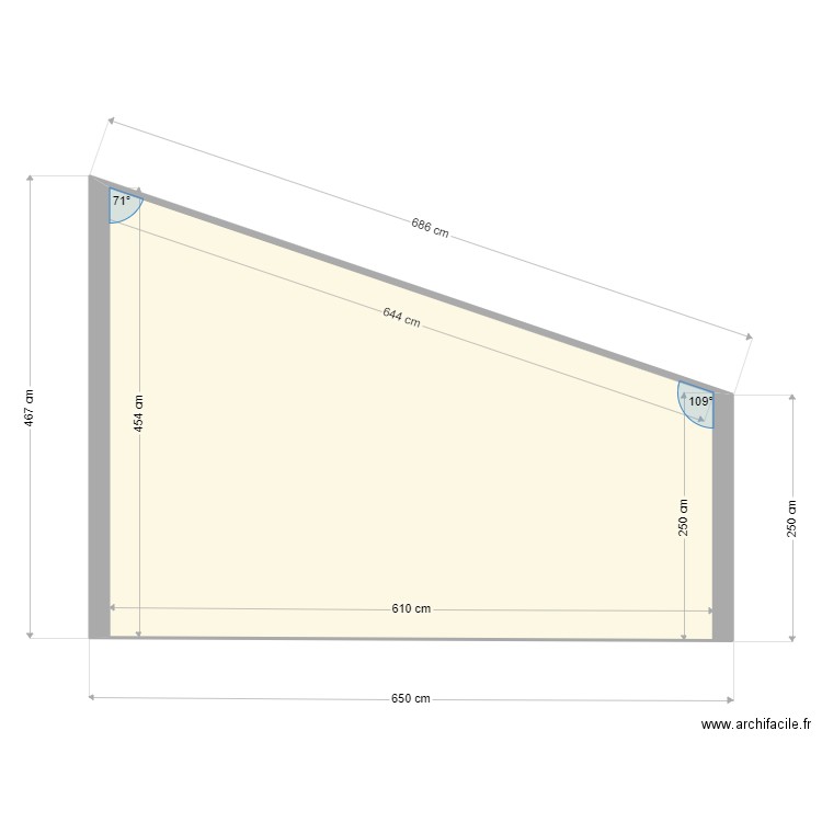 PIGNON PLEIN. Plan de 1 pièce et 21 m2