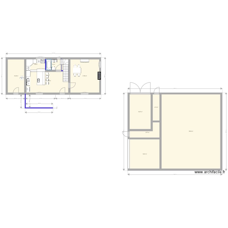 plourivo escalier droit ilot. Plan de 0 pièce et 0 m2