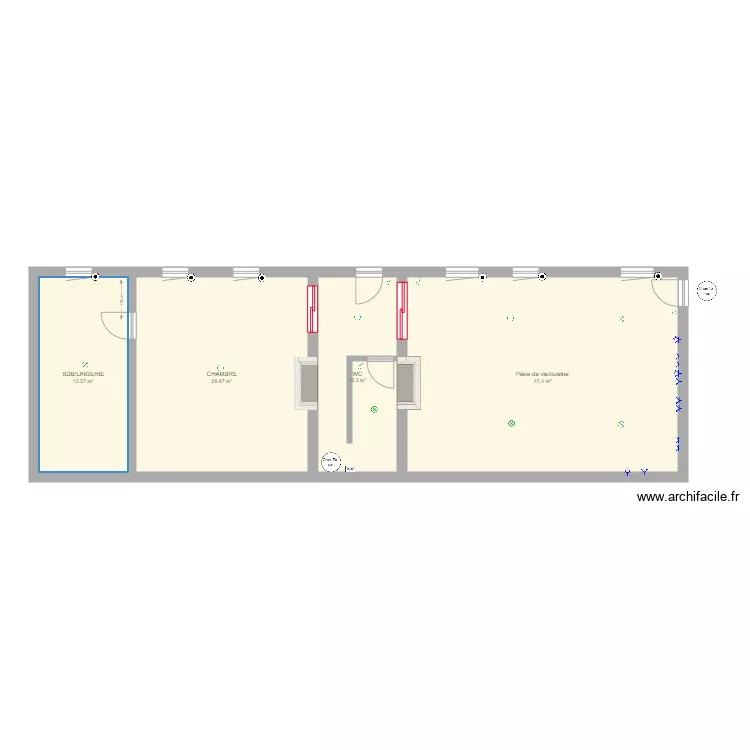 rdc vide ouvert. Plan de 