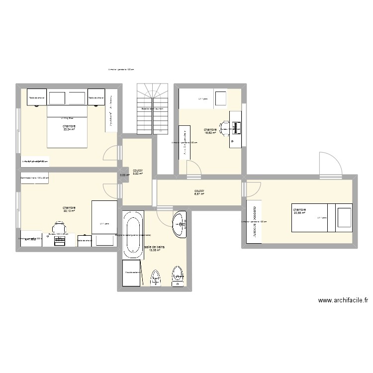 planta 2. Plan de 8 pièces et 111 m2