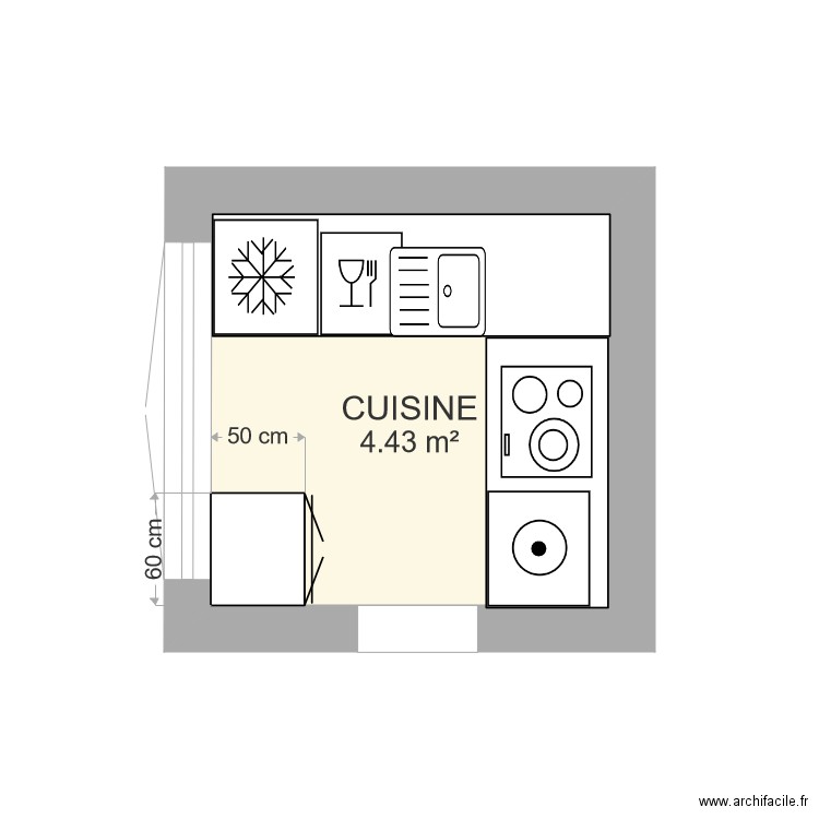 cuisine actuelle. Plan de 0 pièce et 0 m2