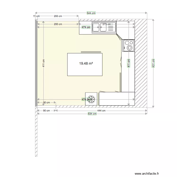 RACHIDA CUISINE projet. Plan de 