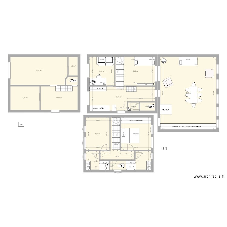 bertTravaux2. Plan de 16 pièces et 162 m2