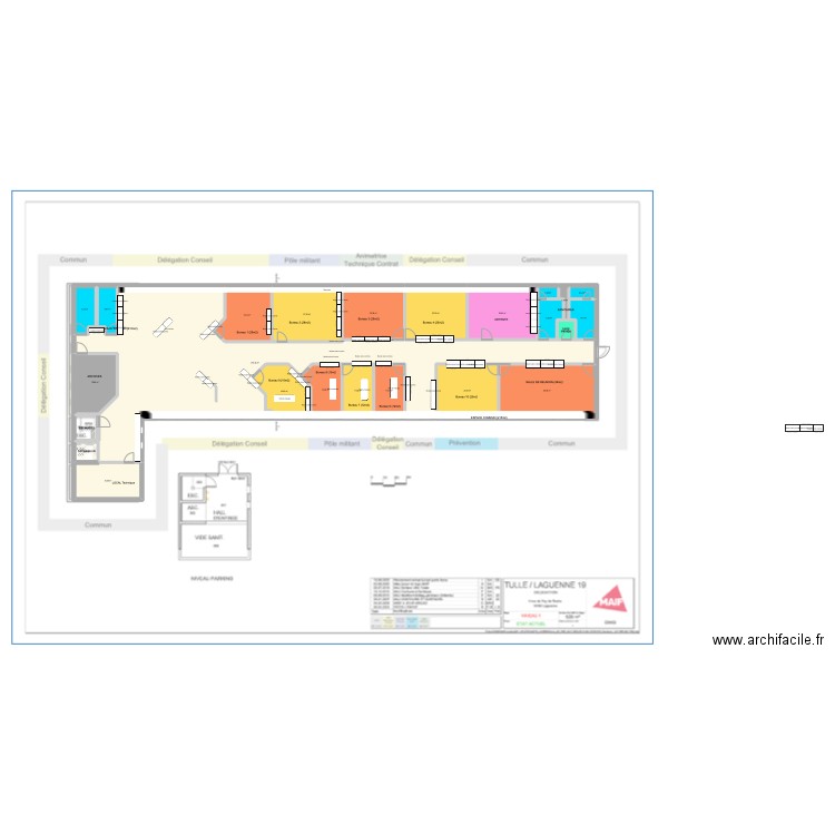 Plan MAIF. Plan de 24 pièces et 514 m2