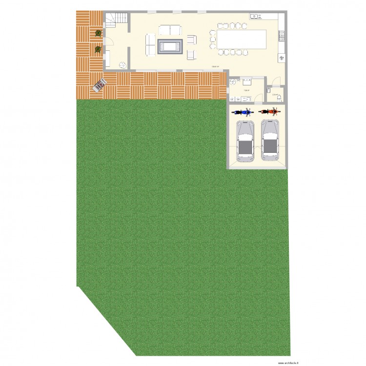 Projet Yvré Garage intégré RDC . Plan de 0 pièce et 0 m2