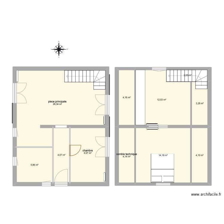 maison . Plan de 12 pièces et 96 m2