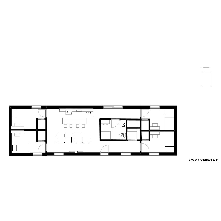 Habitation Travailleur Étranger. Plan de 8 pièces et 51 m2