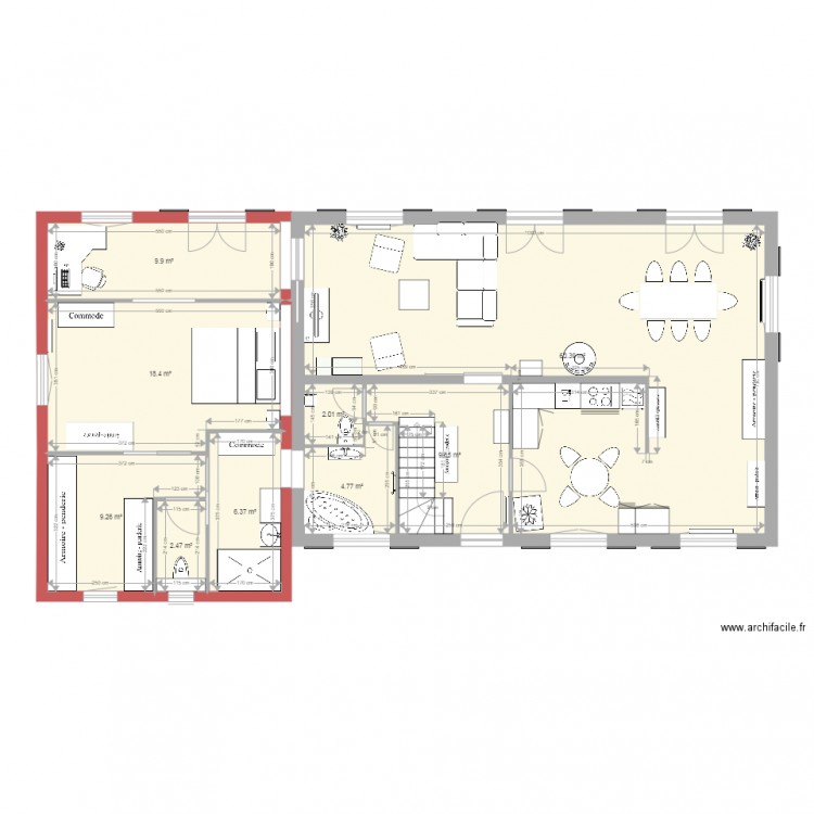 maison principale extension. Plan de 0 pièce et 0 m2