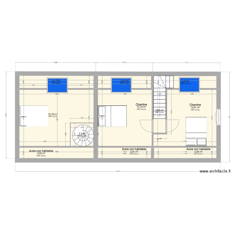 ETAGE SAINT VAL. Plan de 11 pièces et 66 m2