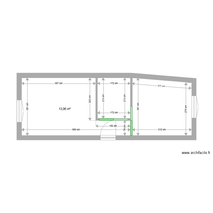 Cote Jouarre . Plan de 3 pièces et 26 m2