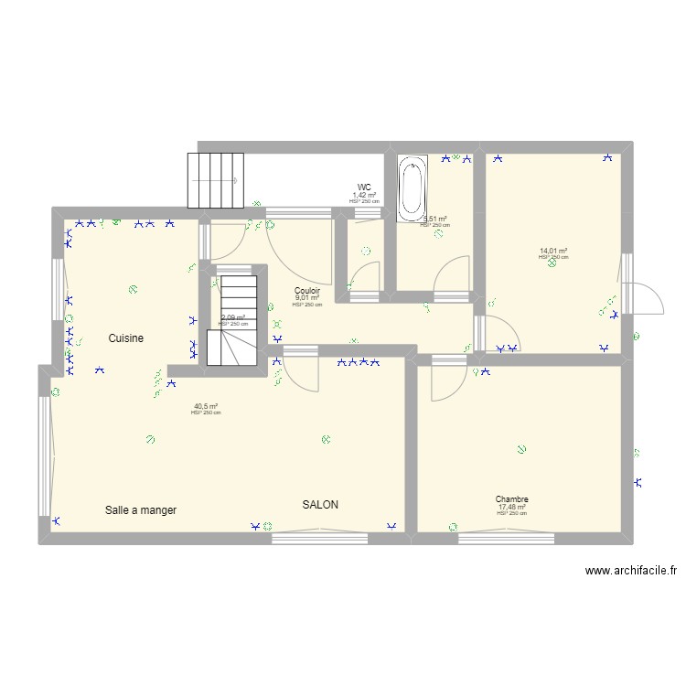 plan electrique. Plan de 7 pièces et 90 m2