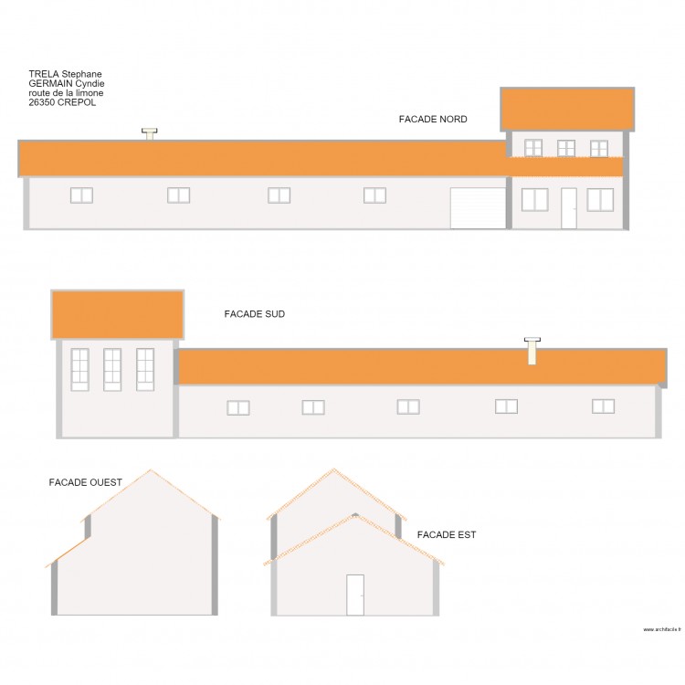 plan de facade exiatante. Plan de 0 pièce et 0 m2