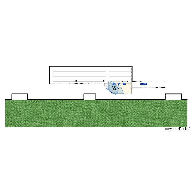 Tribune. Plan de 1 pièce et 9 m2