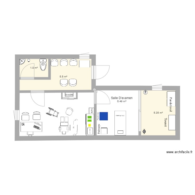 Cabinet Pédicure Podologue. Plan de 0 pièce et 0 m2