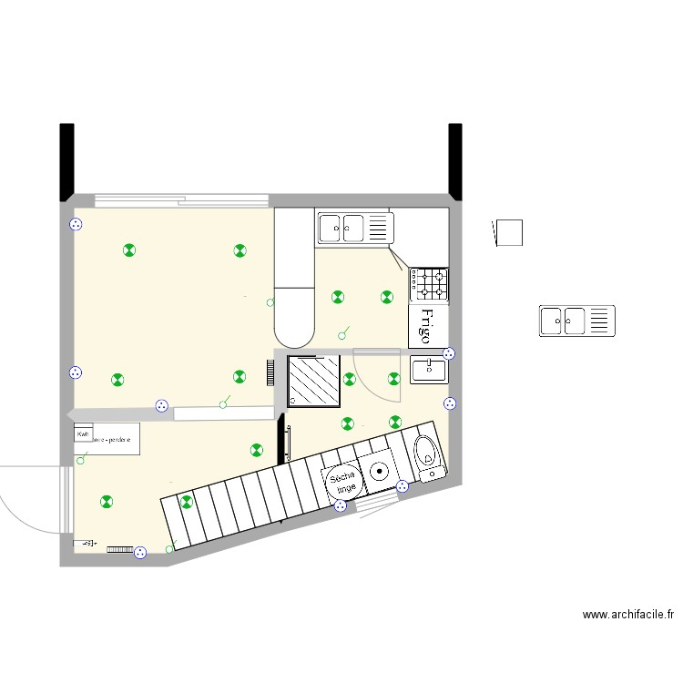 nouveau plan villebon rdc Salon. Plan de 3 pièces et 25 m2