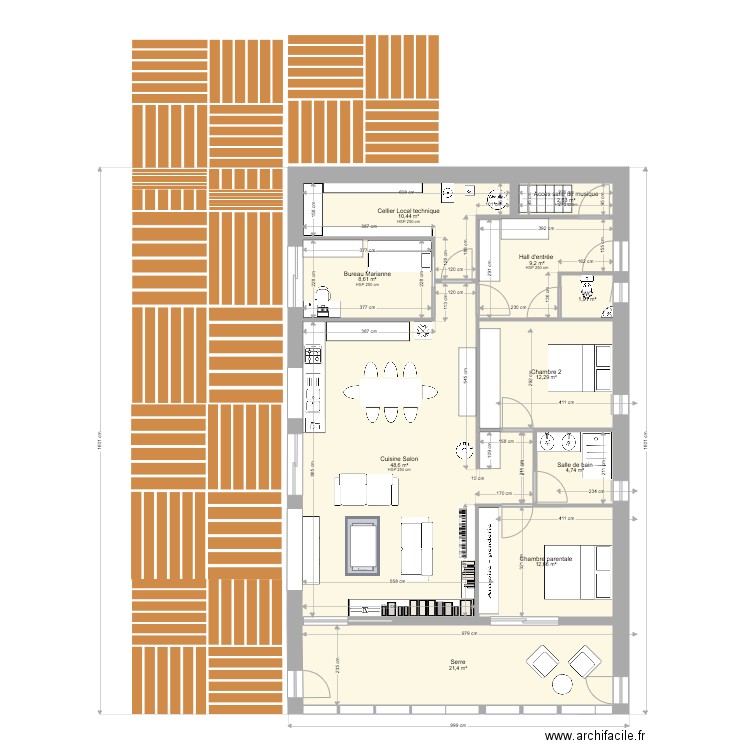 Maison Ouest V3. Plan de 10 pièces et 132 m2