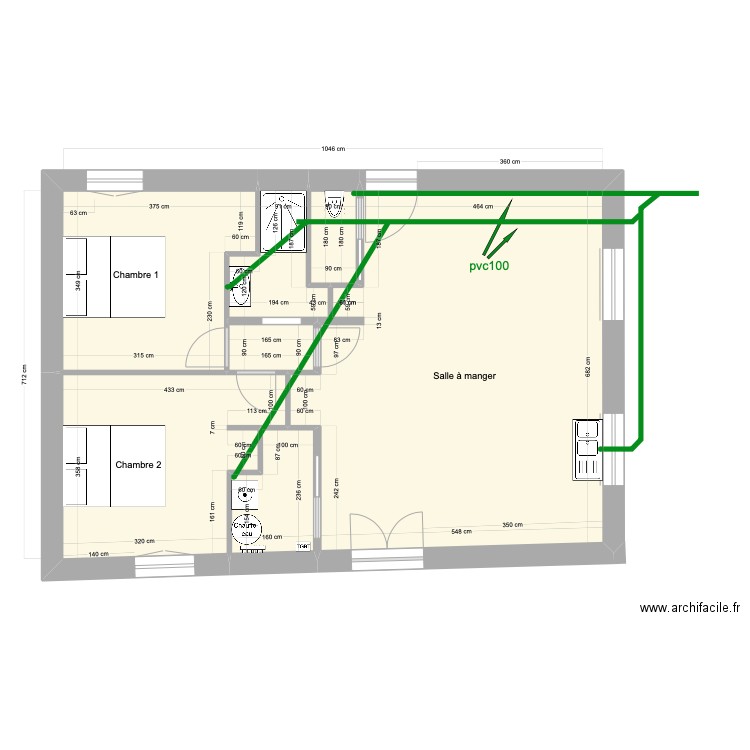 VALOGNE. Plan de 7 pièces et 71 m2