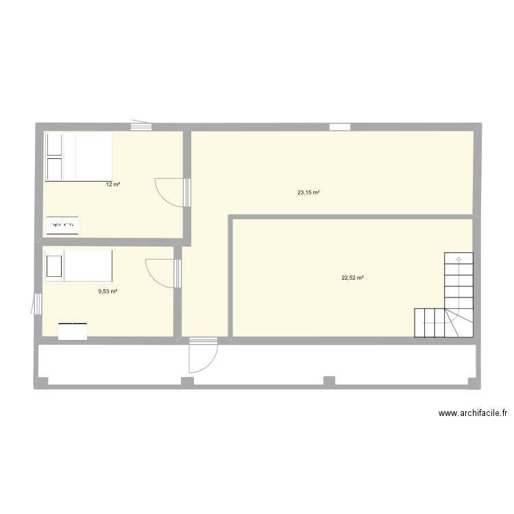 Etage 1. Plan de 4 pièces et 67 m2