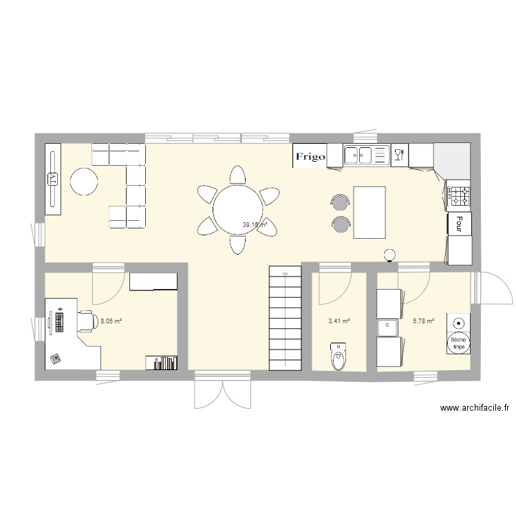 1er étage maison rdc. Plan de 0 pièce et 0 m2