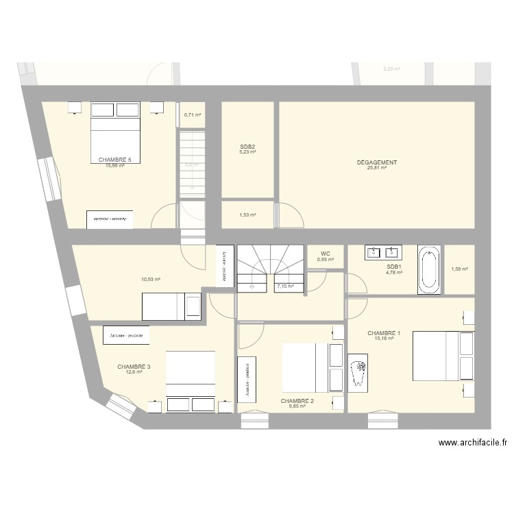 4RDP ETAGES meubles. Plan de 0 pièce et 0 m2