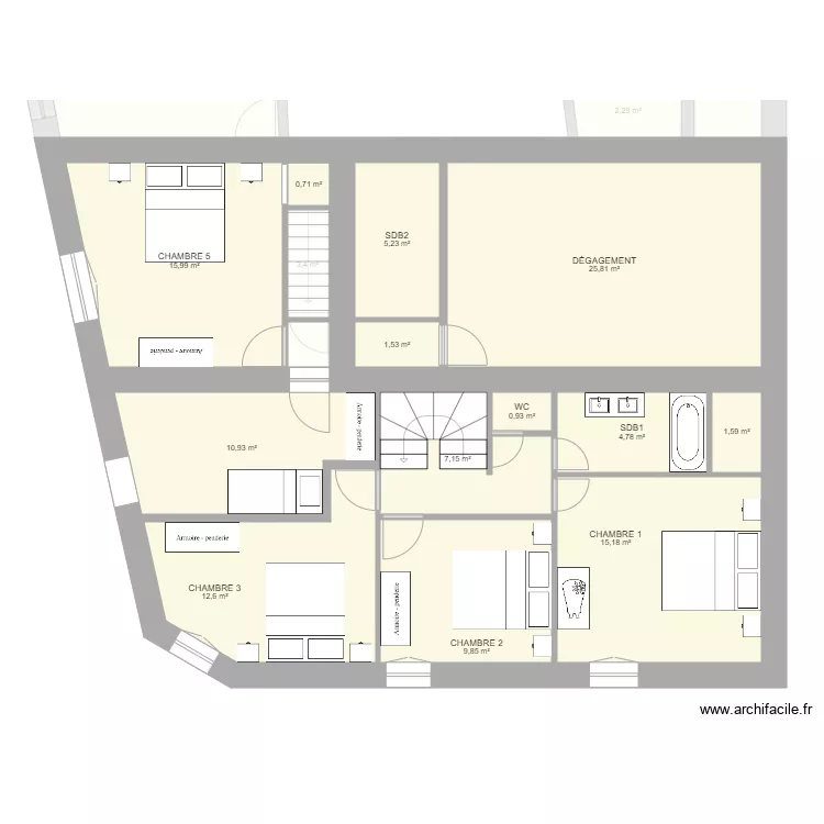 4RDP ETAGES meubles. Plan de 4RDP ETAGES meubles. Plan de