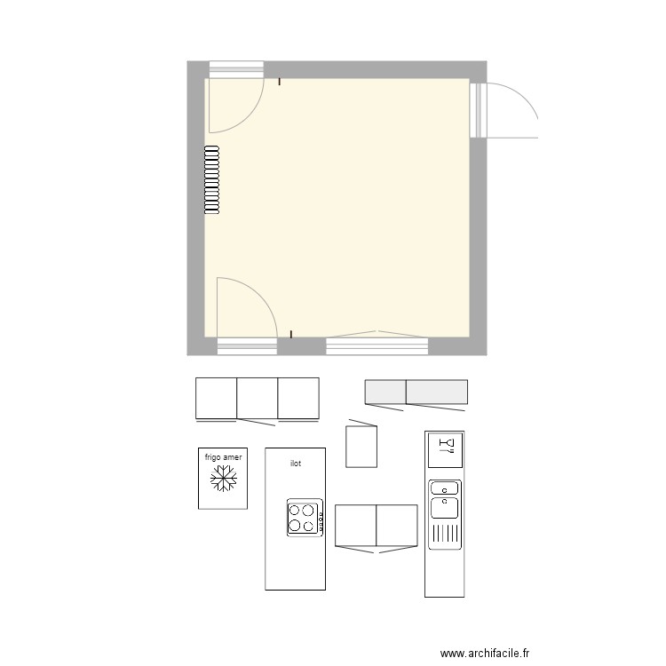 cuisine separee. Plan de 0 pièce et 0 m2