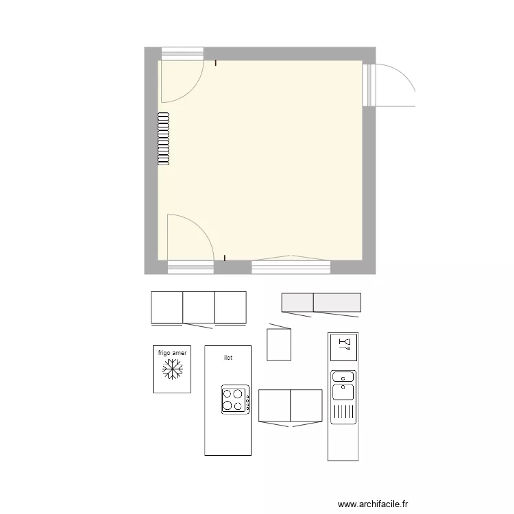 cuisine separee. Plan de 