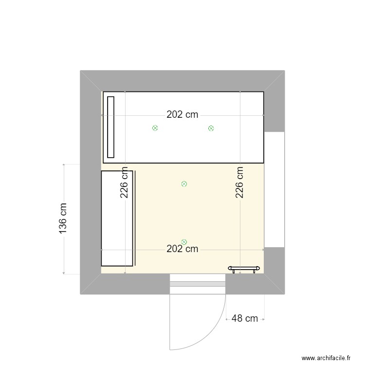 SDB Terlinchamp. Plan de 1 pièce et 5 m2