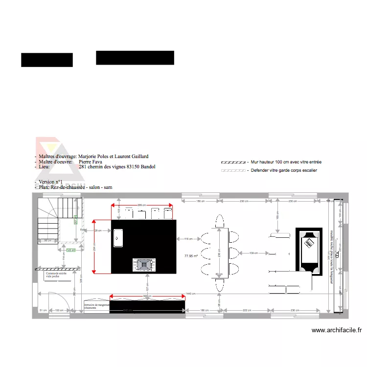 Plan cuisine salon projet Gaillard Poles 2. Plan de Plan cuisine salon projet Gaillard Poles 2. Plan de