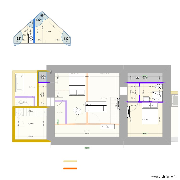 Coustelas. Plan de 22 pièces et 190 m2