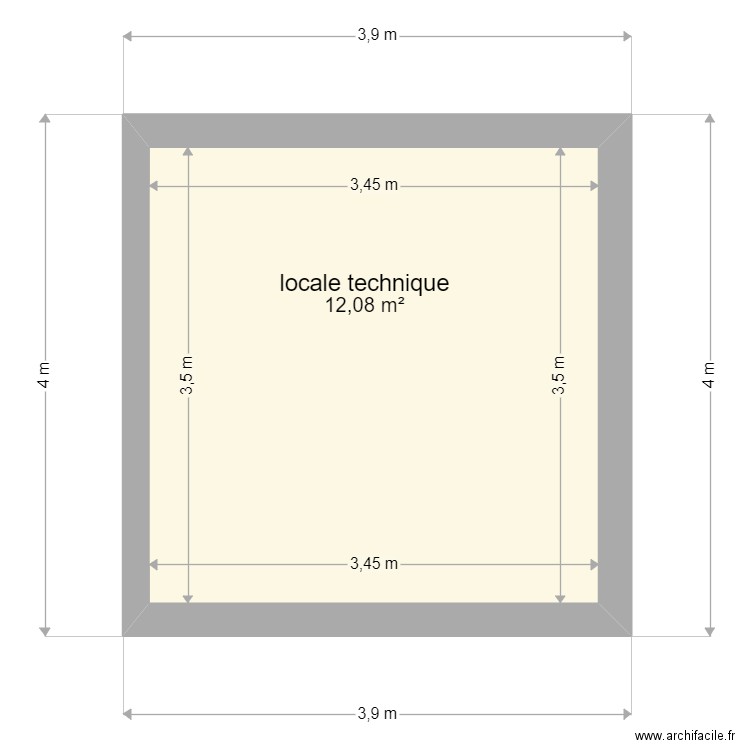 local . Plan de 1 pièce et 12 m2