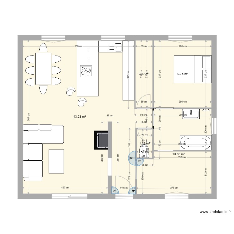 Maison 1 sdb. Plan de 0 pièce et 0 m2