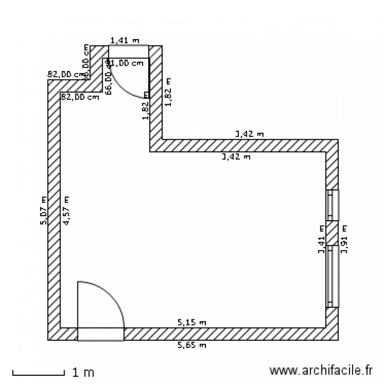 bureau sst après ouverture de porte. Plan de 0 pièce et 0 m2