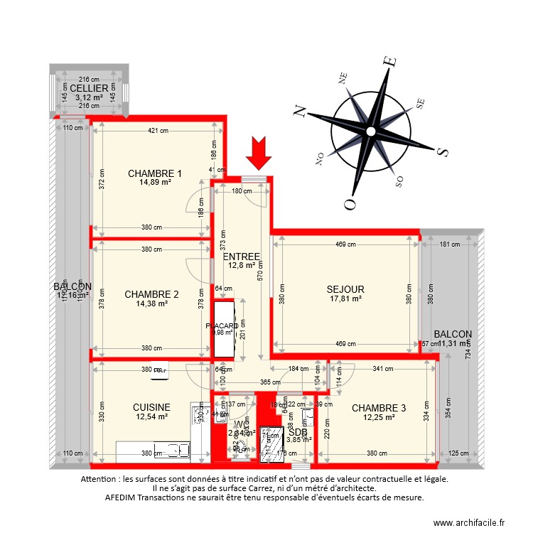 BI 7715 PASCAL. Plan de 15 pièces et 119 m2