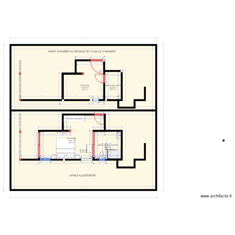 PLAN AU DESSUS DE LA SALON. Plan de 0 pièce et 0 m2