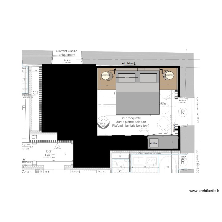 Chambre 5  Faux plafond. Plan de 0 pièce et 0 m2