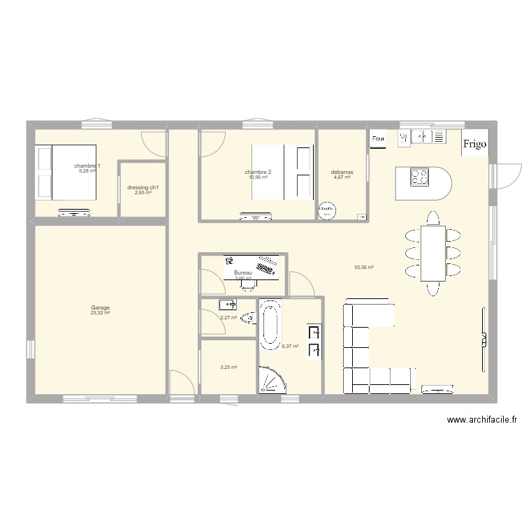 Maison2. Plan de 10 pièces et 122 m2