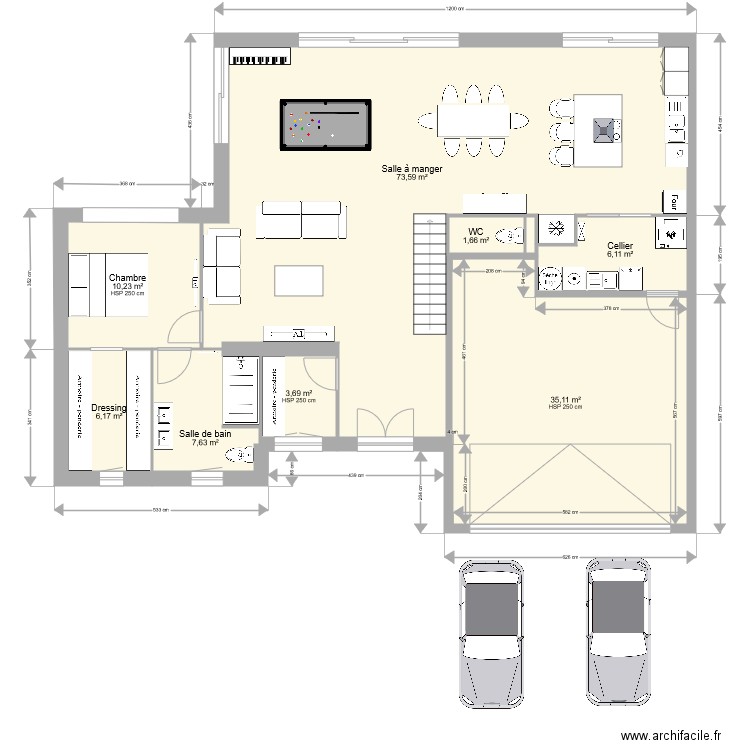 PERO DERNIER. Plan de 9 pièces et 144 m2