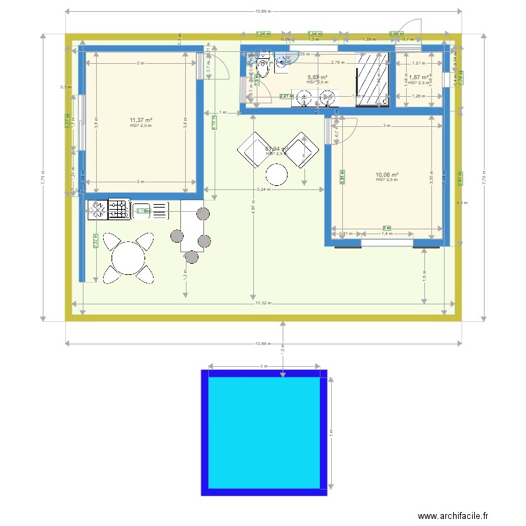 BUNG KYR définitif. Plan de 5 pièces et 105 m2