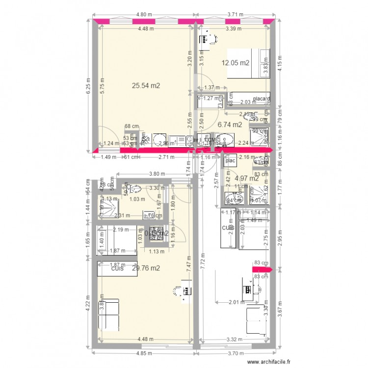 BONNAC PLAN 1 T2 et 2 studios der 12 HERVE BIS2 erdf. Plan de 0 pièce et 0 m2