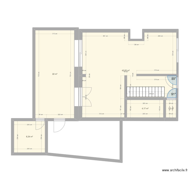 Neuville RDC. Plan de 5 pièces et 77 m2