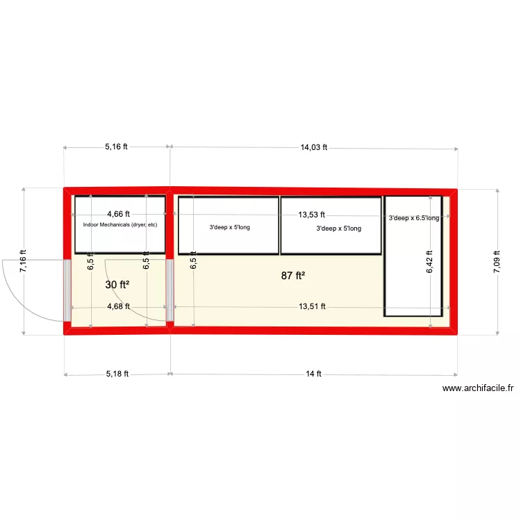Mil Ireland - 36" shelves NO CONTAINER. Plan de 