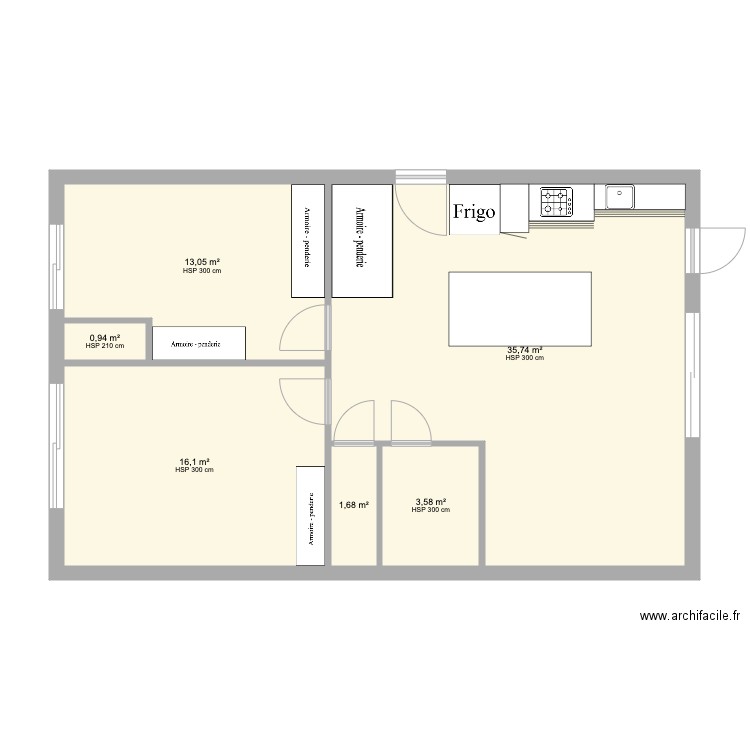 Fragonard. Plan de 6 pièces et 71 m2
