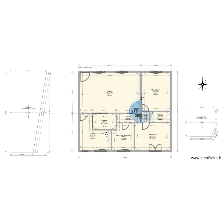 CANALE. Plan de 9 pièces et 68 m2