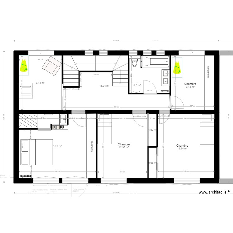 Projet Spinelli SDB PARENTS ETAGE P1. Plan de 0 pièce et 0 m2