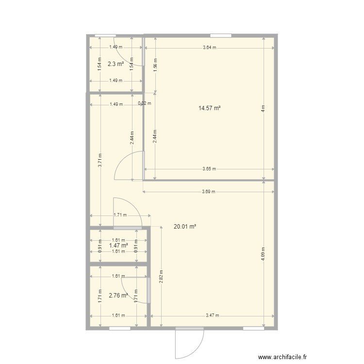 lycee. Plan de 4 pièces et 27 m2