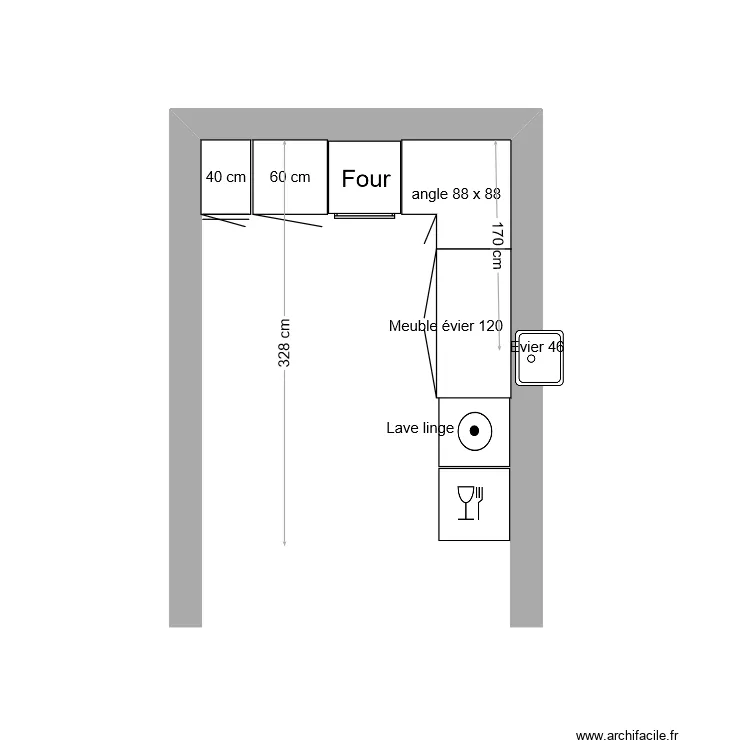 Cuisine 2 Piccioni. Plan de 