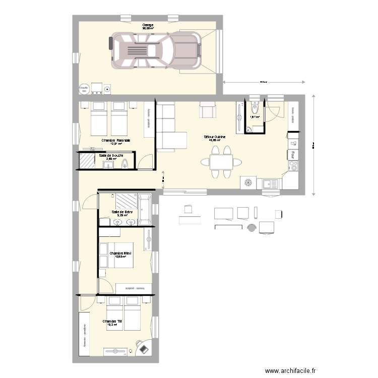 Maison Plein pied en L2. Plan de 0 pièce et 0 m2